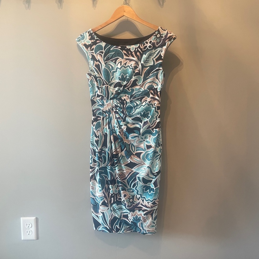 Connected Apparel Blue Floral Midi Dress - Picture 2 of 6